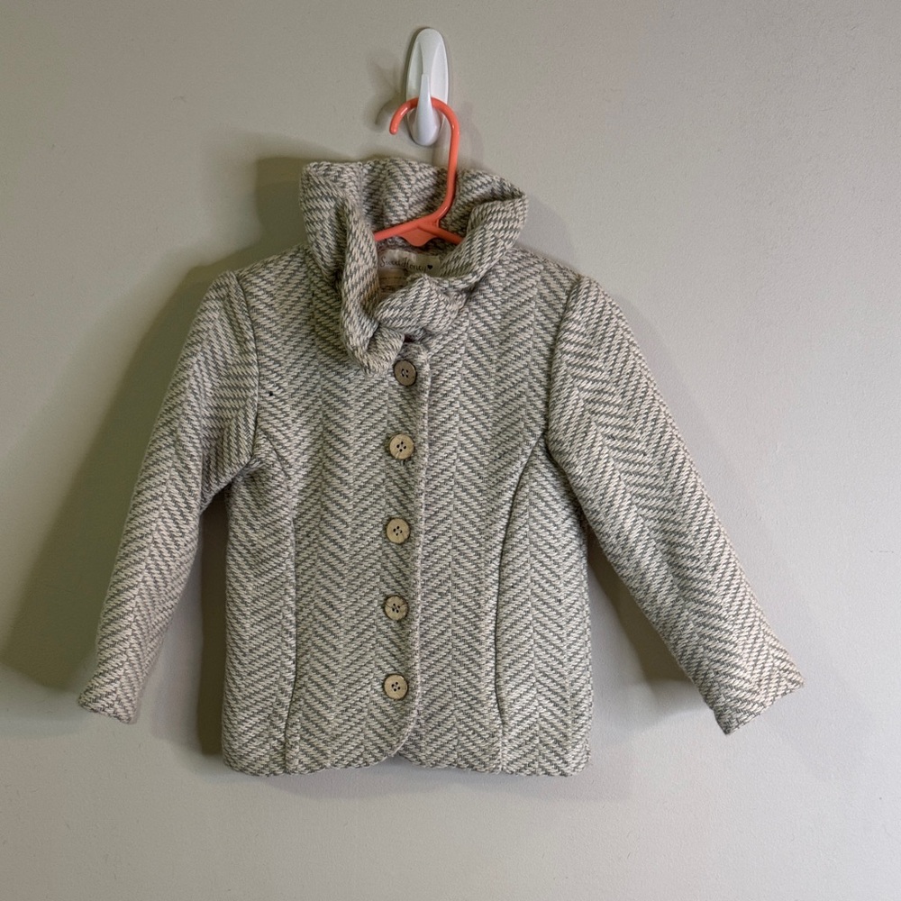 SweetHoney Cream Herringbone Kids Pea Coat size 2T